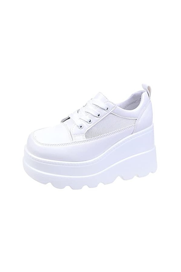 VBEDKDEB Chaussures de sport pour femme, baskets, bout rond, chaussures compensées, chaussures de sport pour femme, chaussure