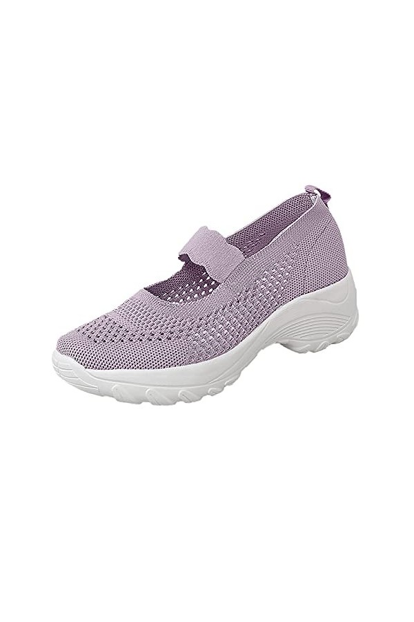 Chaussure Été Noir Summer Wedge Womens Fashion Out Sport Baskets en Maille Creuse sur des Chaussures Slip Baskets pour Femme