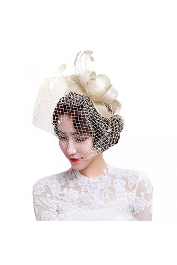 SIQITECH Chapeau bibi pour femme,Bandeau voile,Chapeau de plumes,En maille,Accessoire vintage pour cheveux,Accessoire de mari