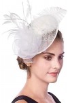 Fascinator Chapeau pour femme Derby avec plumes - Serre-tête en maille avec pince à cheveux - Élégant - Vintage - Pour mariag