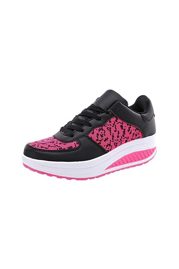 208 Liquidation De Baskets Rouges pour Femmes Lace Up Breathe Mesh Walking Chaussures Femmes Mode Baskets Confort Wedge Plate