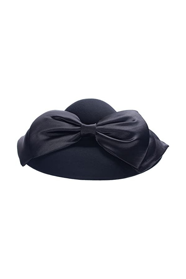 Lawliet Chapeau T518 en feutre de laine à large bord pour femme, Noir , taille unique