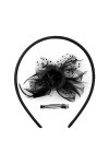 Jagowa Chapeau bibi vintage noir pour femme en maille et dentelle avec plumes pour fête de mariage, Noir , Taille Unique