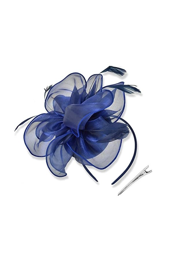 Lamdgbway Charming Lady Flower Hat Kentucky Derby Feather Headband Boîte à Croquettes en épingle à Cheveux Tea Party Mariage 
