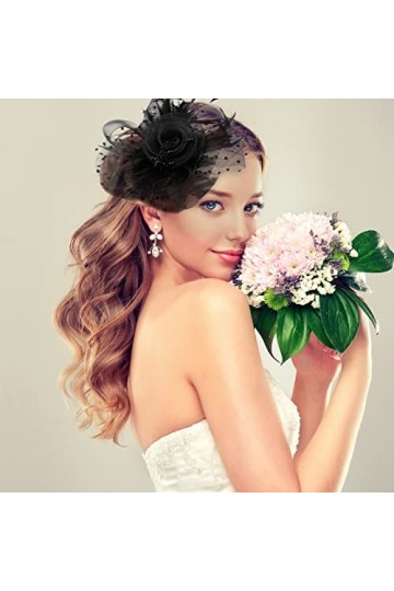 GALPADA Fascinator Hats Derby Chapeau pour femme Fleur Thé Fête Bandeau Cheveux Clip Pillbox Chapeau pour Mariage Cocktail, N