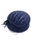 Lawliet Chapeau de cocktail brodé en feutre pour femme A140, Navy Blue