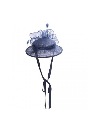 Lawliet Chapeau bibi en sinamay pour femme Ascot Race Cocktail A612, bleu marine, taille unique