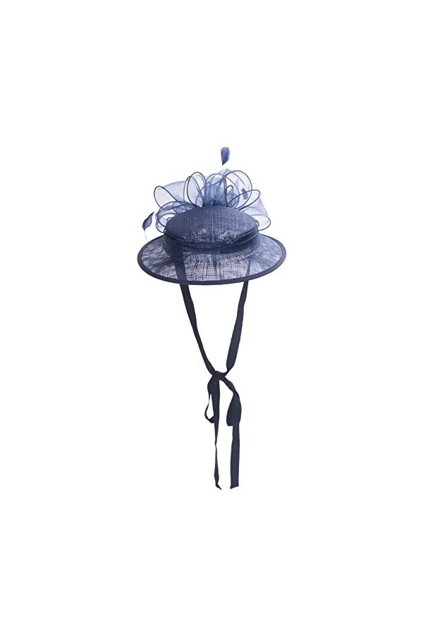 Lawliet Chapeau bibi en sinamay pour femme Ascot Race Cocktail A612, bleu marine, taille unique