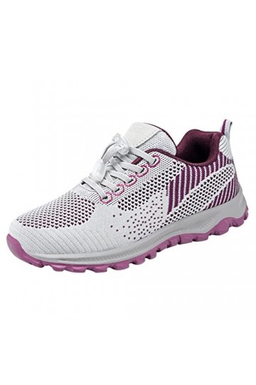 Baskets tendance dété et dautomne pour femme - Maille antidérapante - Respirante - Décontractée - Lacets - En toile, gris, 