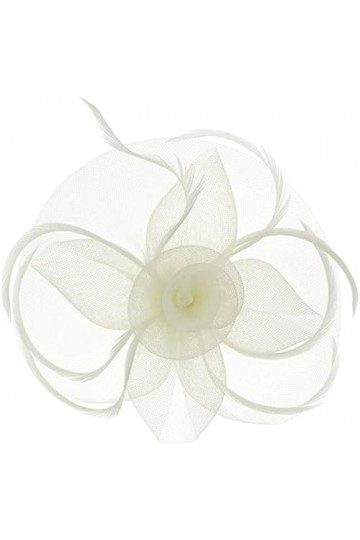 NICEYEA Chapeau bibi élégant pour femme avec plumes et voile en maille filet - Chapeau de fête Ascot - Chapeau Derby avec cli