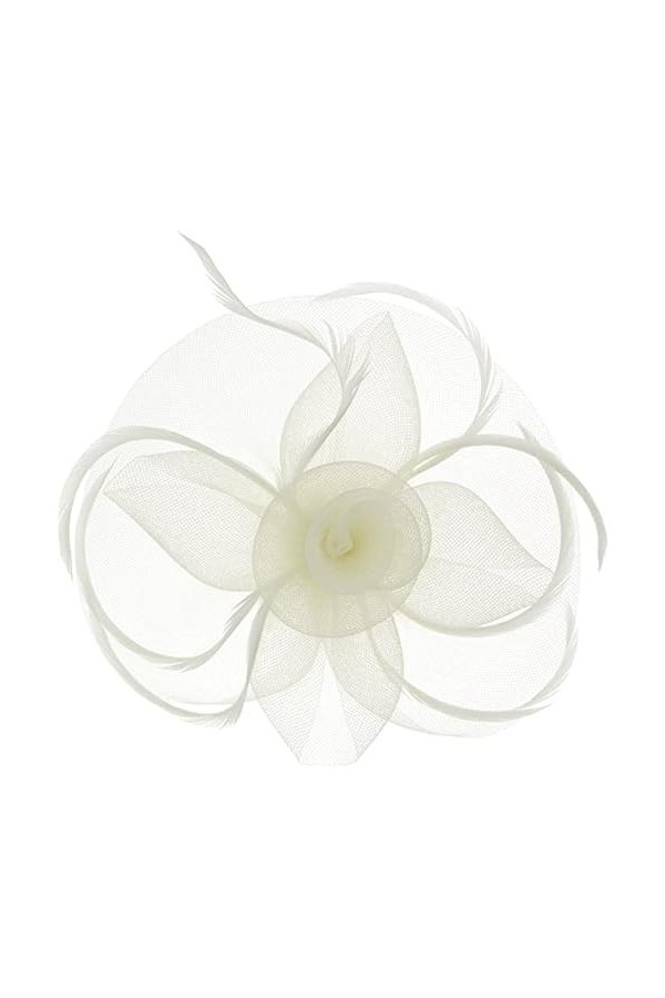 NICEYEA Chapeau bibi élégant pour femme avec plumes et voile en maille filet - Chapeau de fête Ascot - Chapeau Derby avec cli