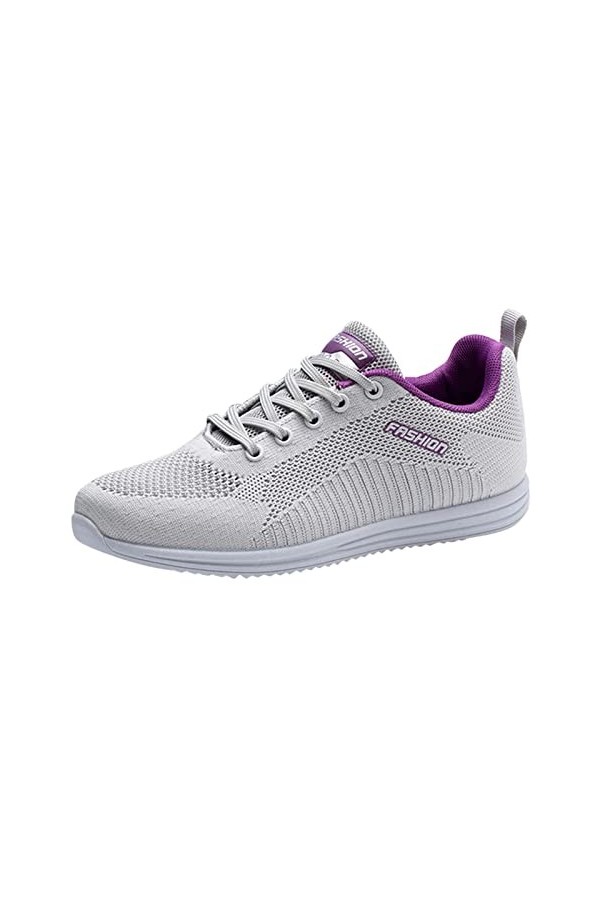 Baskets confortables pour femme - Chaussures de course tendance en maille - Lacets - Respirantes - Sports de plein air - Bask
