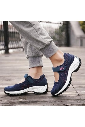 Baskets et chaussures de sport pour femme - Noir - Maille épaisse - Chaussures décontractées - Pour étudiant - Rocking - Mode