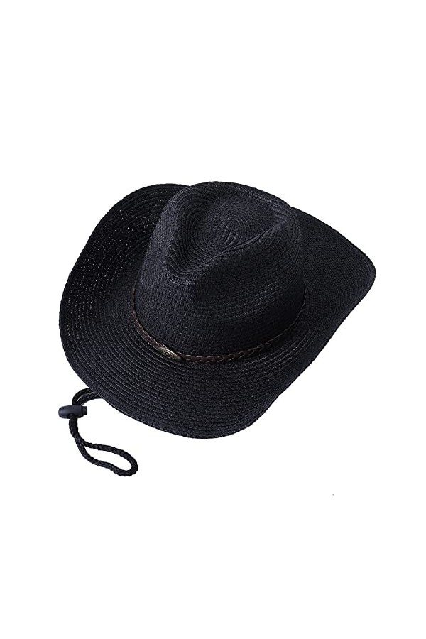 Chapeau de soleil pour homme et femme en paille avec réglable pour la plage en plein air, style de vacances, beige, taille un