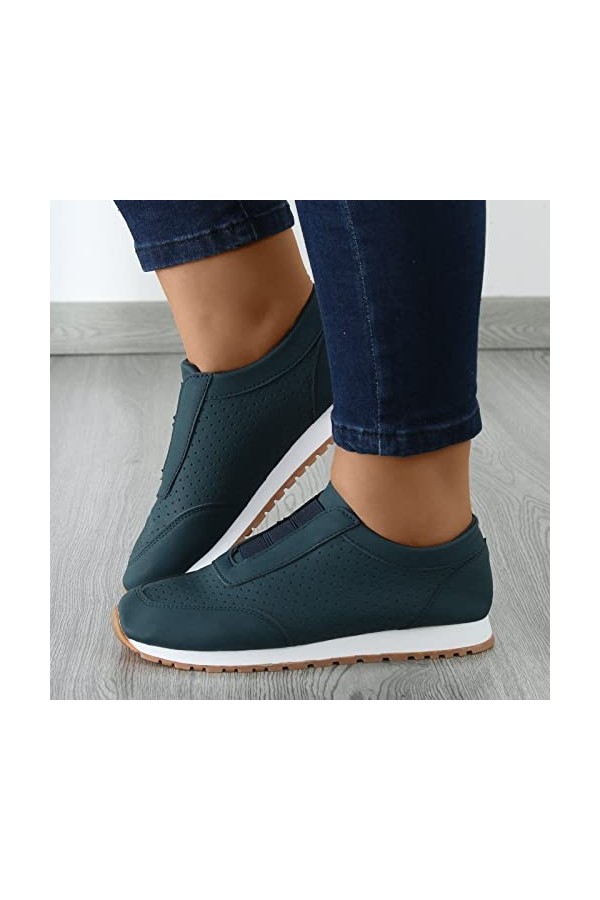 Baskets pour femme - Chaussures de course - Mode automne - Semelle plate et souple - Confortable - Couleur unie - Style décon