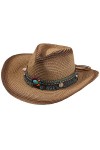 KharmLaddy Chapeau de cowboy pour homme et femme - Chapeau de cowgirl occidental - Accessoires de cosplay - Casquette jazz à 