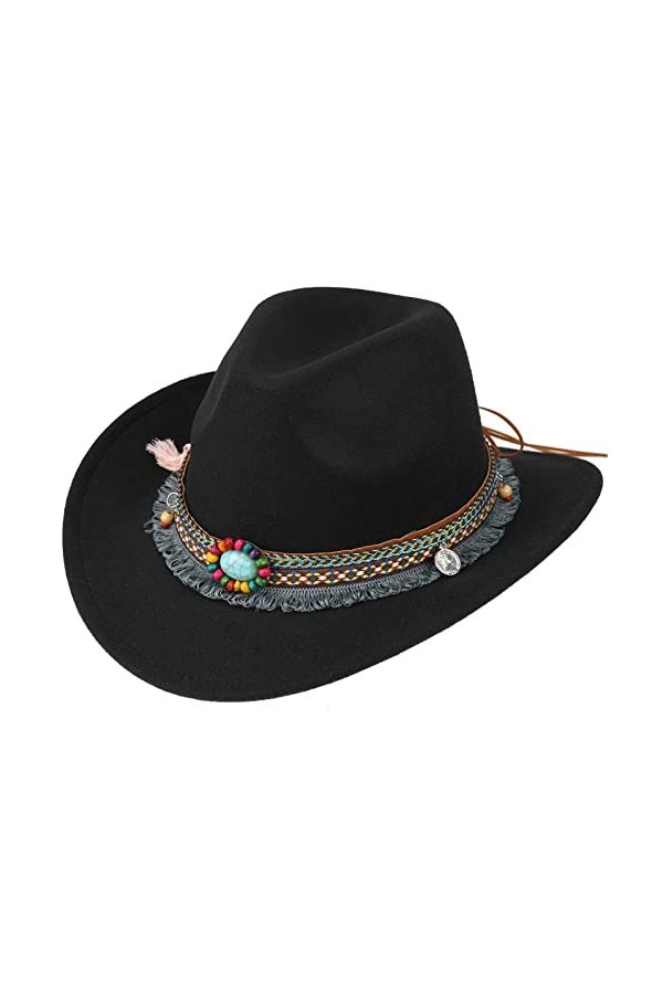 KharmLaddy Chapeau de cowboy pour homme et femme - Chapeau de cowgirl occidental - Accessoires de cosplay - Casquette jazz à 