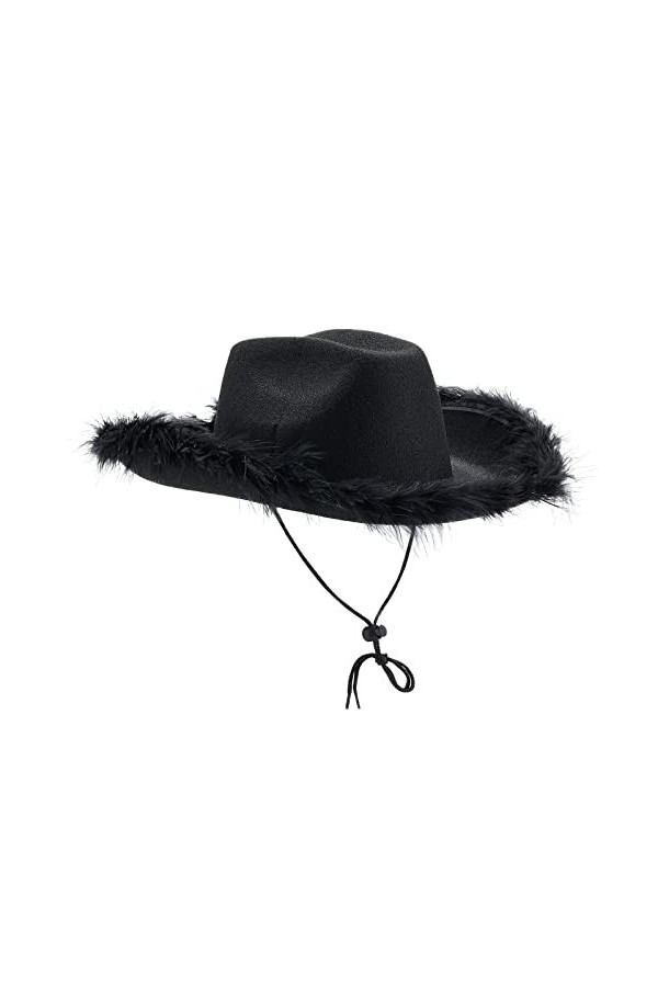 Yoisdtxc Chapeau de cowboy en peluche avec cordon de serrage réglable à large bord Chapeau de poisson Chapeau de cowboy pour 