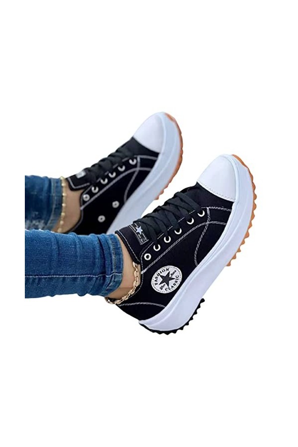 PPGE 2022 Womens Canvas Fashion Trainers, Breathable Low Top Casual Sneakers for Women, Chaussures en Toile Femmes Mode, Bask