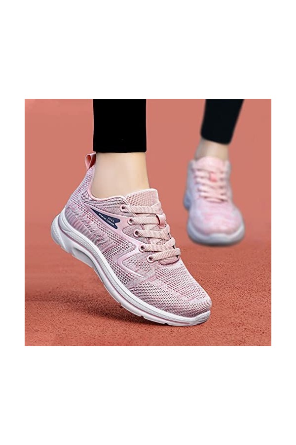 Mode Été et Automne Femmes Baskets Plates Légères Maille Respirant Couleur Unie Décontractée Chaussures Femmes 43 Nouveau, Ro