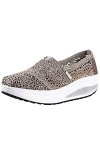 rismart Femme Crochet Dentelle Glisser sur Talon compensé Baskets Confortable Décontractée Chaussures de Marche Marine,39 EU 