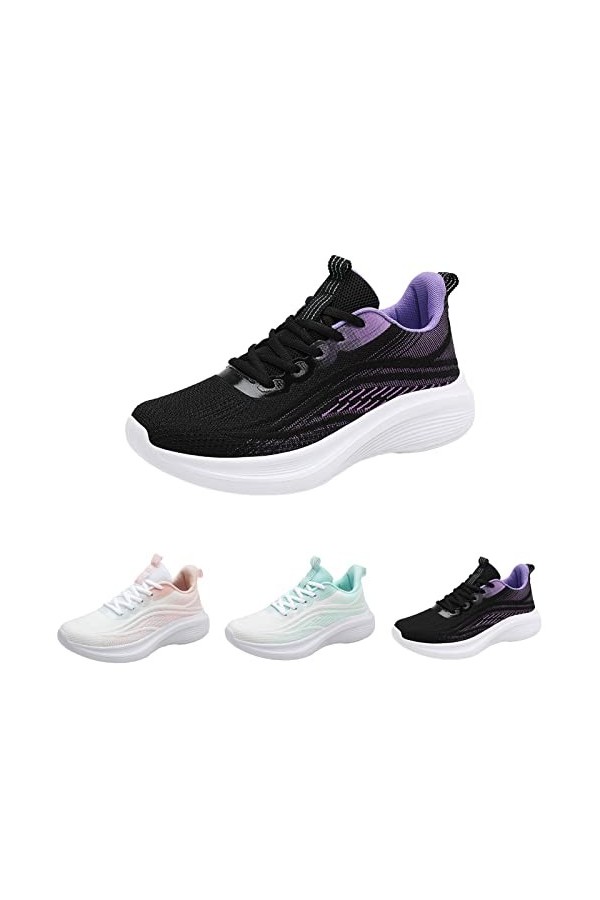 Chaussures de Sport Femme Respirant Femmes Baskets à la Mode dégradé Couleur été Nouveau modèle Maille Respirant et Confortab