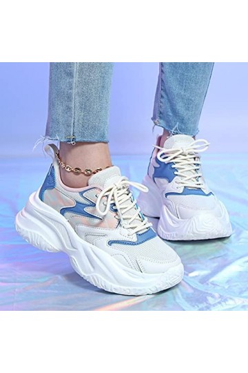 Compensées Baskets Femme Chaussures pour Femmes Respirantes Outdoor léger Baskets à Plateforme Baskets légères à la Mode Bask