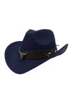 Faringoto Chapeau de cowboy western style ethnique chapeau haut de gamme tête de vache fleur ceinture, rose rouge, taille uni