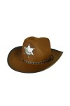 Xeadoffubio Chapeau de cowboy vintage pour homme/femme avec pentagramme et bord roulé, café, taille unique