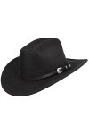 HilyBony Chapeau de cowboy western pour homme et femme - Chapeau Fedora classique à large bord avec boucle et ceinture, Noir 