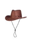 Amosfun Chapeau de Cowboy de lOuest Chapeau de Gunslinger Enfants Chapeau Texan Déguisé Accessoire de Fête Marron