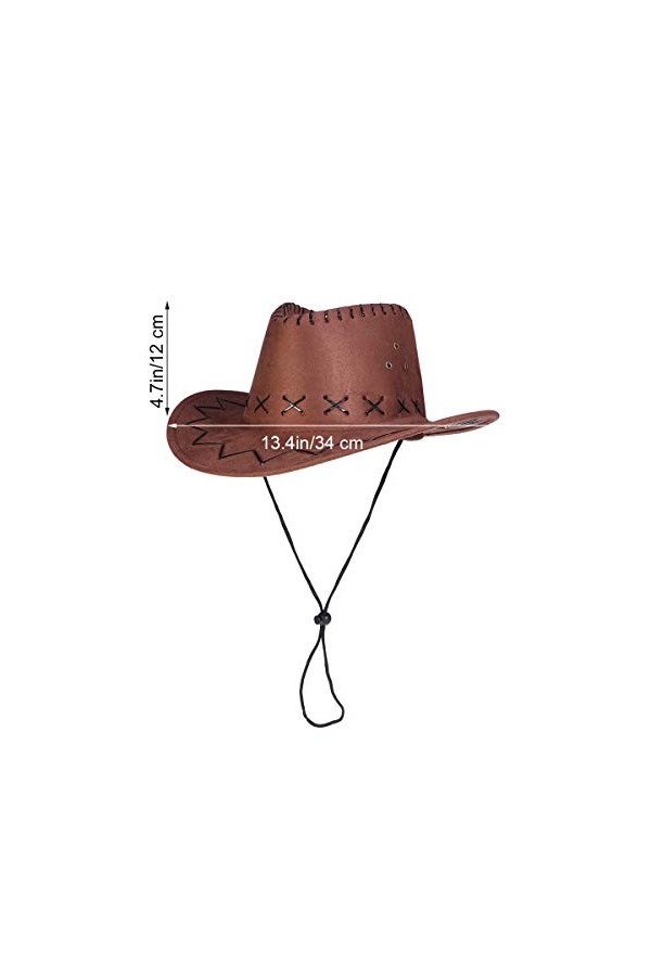 Amosfun Chapeau de Cowboy de lOuest Chapeau de Gunslinger Enfants Chapeau Texan Déguisé Accessoire de Fête Marron