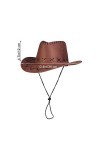 Amosfun Chapeau de Cowboy de lOuest Chapeau de Gunslinger Enfants Chapeau Texan Déguisé Accessoire de Fête Marron