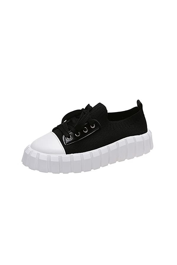 Baskets Mode Femme Chaussures de Couleur Confortables Solid Soft Lightweight Femmes Lace-up Sole Fashion Platform pour Femmes