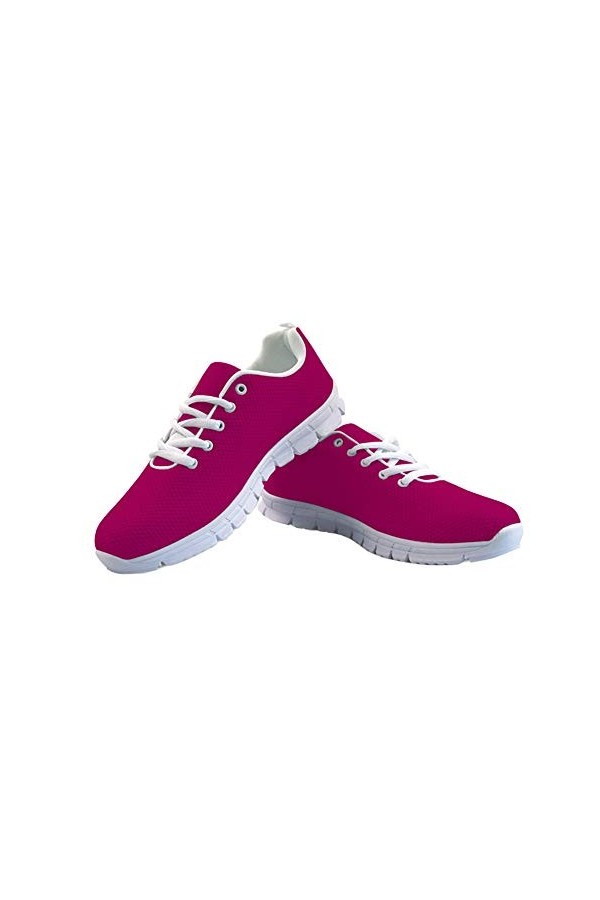 Amzbeauty Chaussures de course à pied pour femme - Couleur unie - Taille 36 à 42 - Rouge - Rouge foncé à pois., 39.5 EU