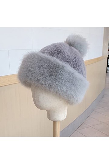 JAWSEU Femme Chapeau, Bandeau en Fourrure, Bonnet dhiver en Fausse Fourrure pour Femmes Chapeau Fourrure de Renard Chapeau B