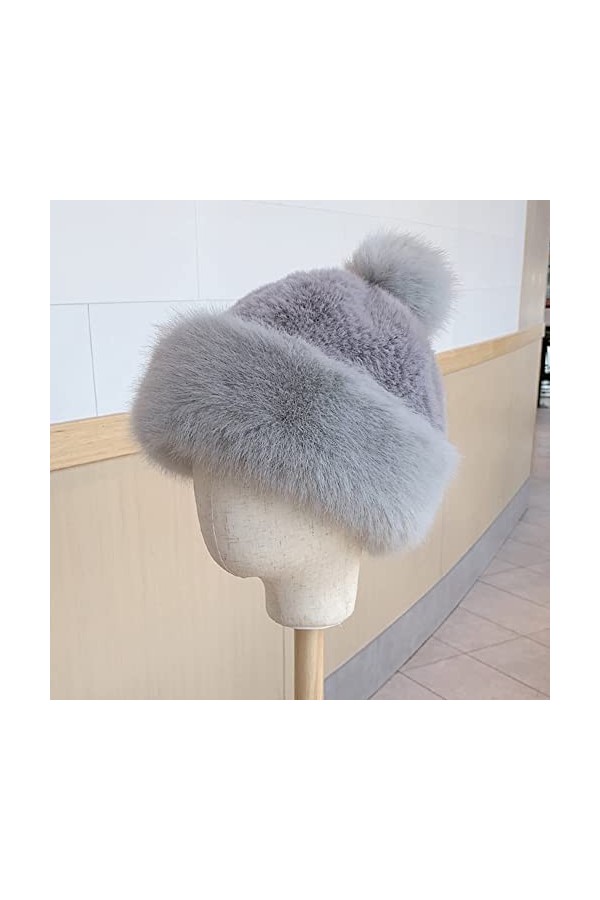 JAWSEU Femme Chapeau, Bandeau en Fourrure, Bonnet dhiver en Fausse Fourrure pour Femmes Chapeau Fourrure de Renard Chapeau B