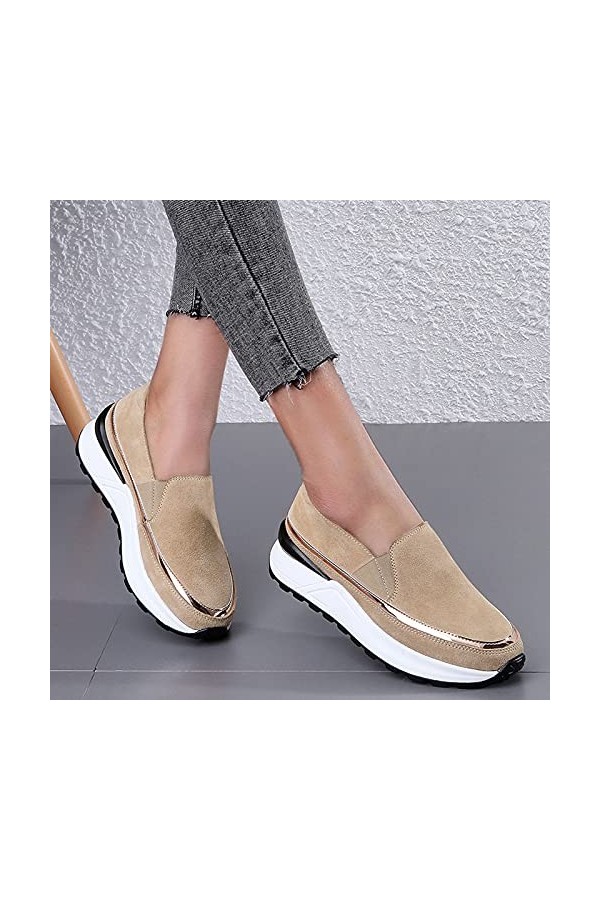 Basket de Marche Slip on pour Sneakers Femmes Slip-on Loisirs de plein air Respirant Chaussures de mode Appartements Baskets 