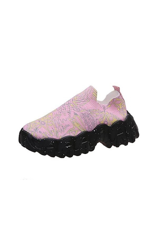 Chaussures au-dessus du genou pour femme - En maille - Mode décontractée - Slip On - Chaussures de sport respirantes - Basket