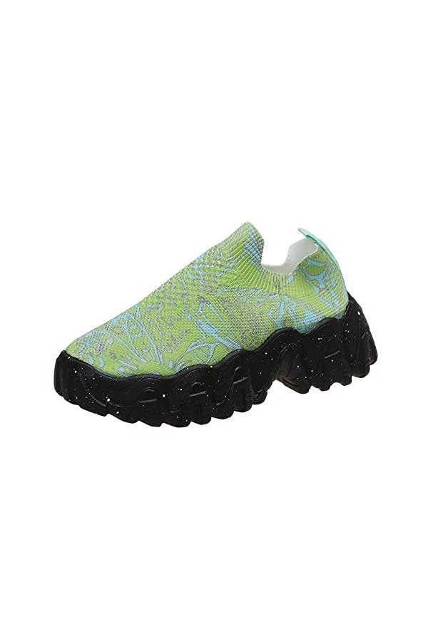 Chaussures au-dessus du genou pour femme - En maille - Mode décontractée - Slip On - Chaussures de sport respirantes - Basket