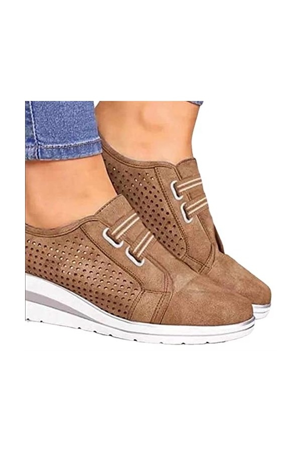 LAZUN Femmes Confort Plate-Forme Compensée Chaussures De Marche Premium Orthopédique Décontracté Sneaker Couleur Unie Tennis 