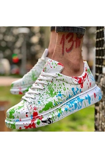 DQS Tout Nouveau Dames Lacet Graffiti Baskets Mode Couleurs mélangées Plate-Forme Baskets pour Femmes décontracté Automne Mul