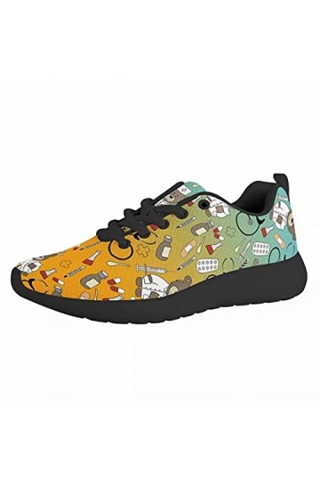 chaqlin Femmes Chaussures de Course pour Hommes, Baskets à Lacets en Maille légère avec Ours dinfirmière Mignon imprimé, Cha
