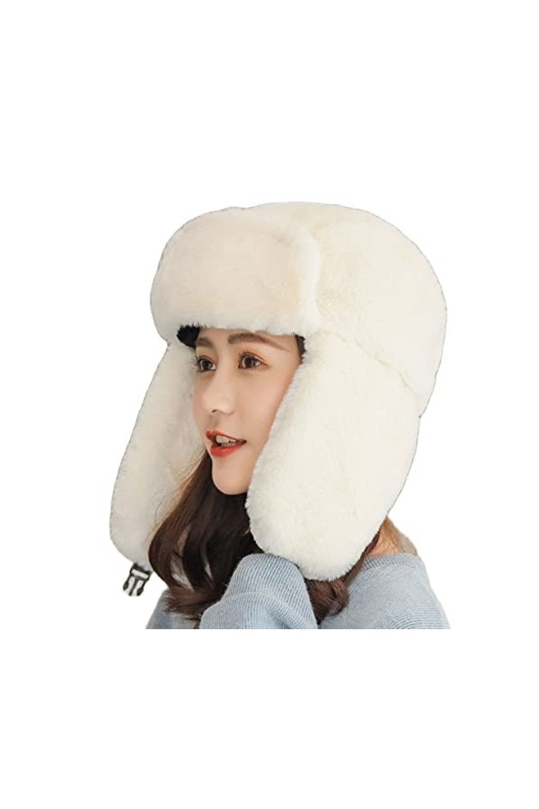 Adynice Bonnet dhiver en fourrure synthétique - Bonnet de chasseur - Bonnet russe - Unisexe, Gris 12, taille unique