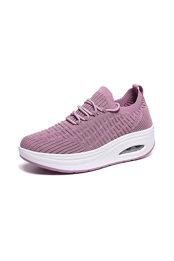 GYCS Femmes Minceur Chaussures Marche Baskets Plate-Forme Baskets Poids Air Léger Engrener Elastic Sports en Yoga à Enfiler P