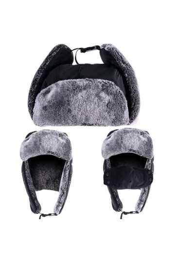 QXURkut Hiver Chapka Bonnet avec Masque et Cache-Oreilles, Coupe Chapeau de Trappeur en Fausse Fourrure Chapeau Hiver pour Ho
