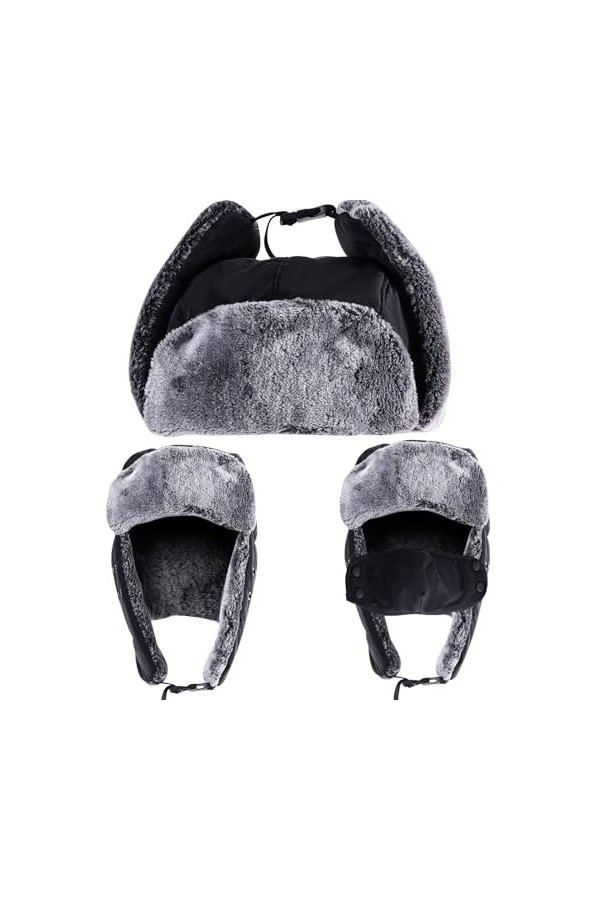 QXURkut Hiver Chapka Bonnet avec Masque et Cache-Oreilles, Coupe Chapeau de Trappeur en Fausse Fourrure Chapeau Hiver pour Ho