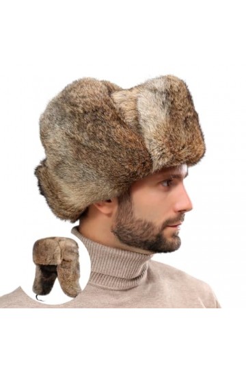 Pyrafox Chapeau russe en fourrure Ushanka pour homme et femme - Chapeau de trappeur moelleux pour lhiver - Chaud en fausse f