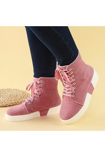 Plateforme Femme Baskets Mode été et Automne Femmes Baskets Plat léger Maille Respirant Confortable Couleur Unie sans Lacet S