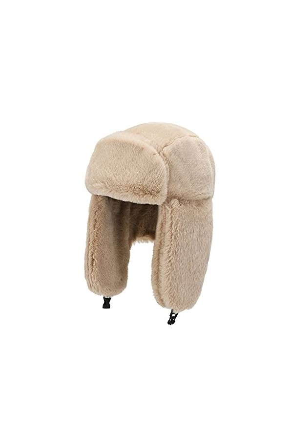 AWOCAN Bonnet dhiver unisexe en fausse fourrure doux et chaud pour lautomne et lhiver avec cache-oreilles pour patinage su